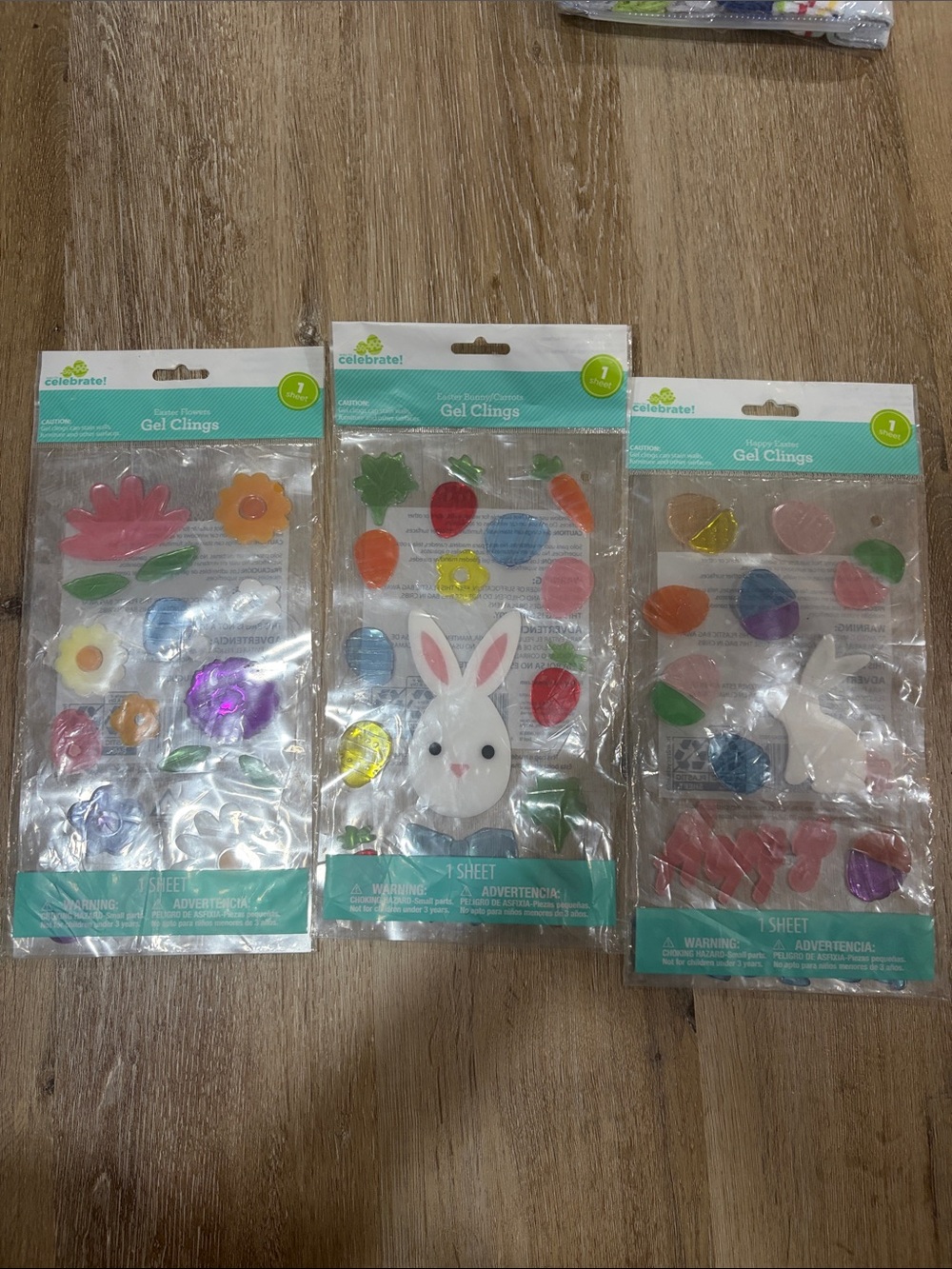 Multicolor Gel Clings - Easter & Spring Window Stickers happy Easter set of 3